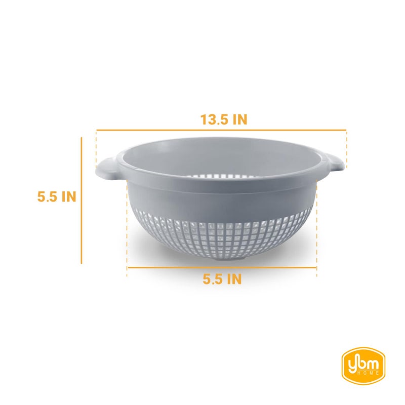YBM HOME Deep Plastic Strainer Colander with Handle â€“ Made of Food Safe BPA-Free Plastic - Durable and Dishwasher Safe - Use for Pasta, Noodles, Spaghetti, Vegetables and More (1, Gray) - Image 2